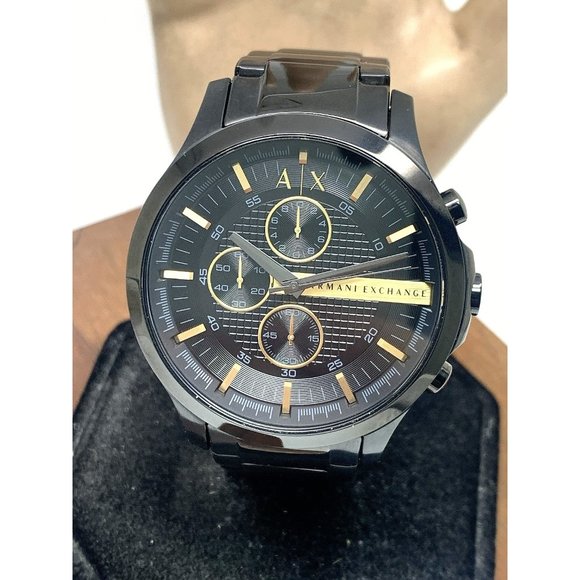 Armani Exchange Men's Watch AX2164 Quartz Chronograph Black Dial Gold Steel 47mm - Picture 1 of 13